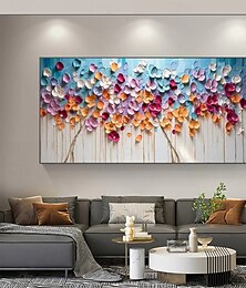 abordables -peinture à l'huile peinte à la main peinture florale 3D couteau à palette fait à la main fleurs peinture à l'huile art mural grande peinture texturée blanche 3D peintures décoratives modernes