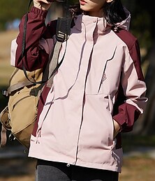 preiswerte -Damen Soft Shell Jacke Wanderjacke Winter Draussen Farbblock warm Windundurchlässig Wasserdicht Windbreaker-Jacke Reisen Weinrot Schwarz Weiß Gelb Rosa