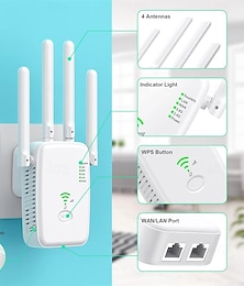 economico -ripetitore wlan 1200 mbit/s amplificatore wlan ripetitore wifi dual band 5 ghz &Extender wifi 2,4 ghz 2 porte ethernet lan/wan wps con modalità ripetitore/router/ap
