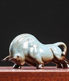 abordables -figurine de taureau en céramique feng shui chinoise - statue de buffle attirant la prospérité et la richesse, décoration de bureau, artisanat animal du zodiaque, objet de collection non électrique