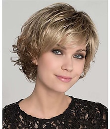 cheap -Synthetic Wig Curly With Bangs Wig Short Ombre Blonde Synthetic Hair Women's Blonde