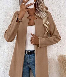 economico -Per donna Giacca invernale Ufficio Strada Autunno Inverno Standard Cappotto Standard Tenere al caldo Traspirante Moda Informale Giacca Manica lunga Liscio Taglio attillato Marrone