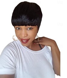 abordables -Pelucas de cabello humano con corte pixie para mujeres negras, pelucas de corte pixie en capas cortas, pelucas completamente hechas a máquina, pelucas de cabello humano virgen brasileño para mujeres,