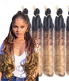 abordables -Extensions de cheveux tressés bouclés français au gingembre, 24 pouces, doux, pré-étirés, ondulés, rebondissants, 100 g/paquet, cheveux au crochet Yaki pour femmes noires