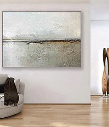 abordables -grande peinture à l'huile géométrique abstraite beige crémeuse peinture marine faite à la main art mural wabi sabi moderne peint à la main art mural minimaliste marron et noir peinture texturée beige