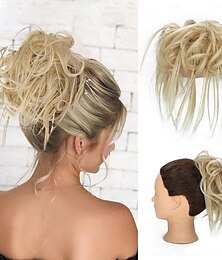 economico -Chignon Chignon Con clip Capelli sintetici Pezzo di capelli Estensione capelli Riccio Feste Giornaliero Da tutti i giorni Borgogna Marrone Biondo