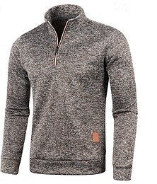 preiswerte -Herren Pullover Strickpullover Pullover mit Viertelreißverschluss Gerippt Stricken Standard Strick Glatt Viertel Postleitzahl Modisch Basic Urlaub Freizeitskleidung Bekleidung Herbst Winter Schwarz