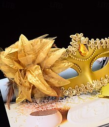 olcso -Arlecchina Farsangi maszk Velencei maszk Columbina Felnőttek Női Virágos Fél arc Parti Álarcos mulatság Velencei karnevál Mindszentek napja Farsang Mardi Gras Könnyű farsangi jelmez