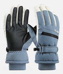abordables -Guantes de invierno impermeables para hombre: guantes de esquí y snowboard aislantes con correa ajustable, palma antideslizante y forro polar cálido
