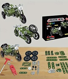 abordables -Kit de construcción de modelo de triciclo de metal de 139 piezas para niños, juguete educativo, bloques de motocicleta de ensamblaje creativo para niños de 8 a 12 años, juego de rompecabezas de
