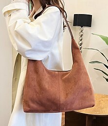 economico -borsa a tracolla hobo minimalista in pelle scamosciata marrone da donna – elegante borsa casual per l'uso quotidiano, morbida e spaziosa borsa per il lavoro o lo shopping