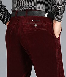 abordables -Hombre pantalones de traje Pantalones de invierno Pantalones pantalones Pantalones de traje Bolsillo Plano Comodidad Transpirable Exterior Diario Noche Moda Casual Negro Vino