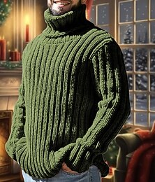 abordables -Homme Pull à col roulé Pull Chandail Pull A côtes torsadé Tricoter Découpé Tricoté Col Roulé Moderne contemporain Usage quotidien Sortie Vêtement Tenue Automne hiver Noir Blanche M L XL