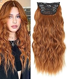 economico -Riccio Forcine Capelli sintetici Lungo Estensione capelli Con clip 4 pezzi Resistente al calore Per donna