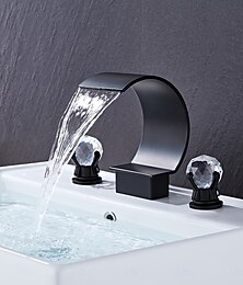 abordables -robinet de salle de bain cascade robinets de salle de bain répandus pour lavabo robinet de lavabo 3 trous 2 poignées robinet moderne pour lavabo, robinet mitigeur de lavabo robinet de lavabo
