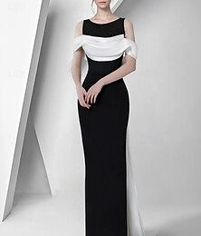 abordables -robe de soirée fourreau robe élégante balayage formel / train de brosse sans manches col bijou poche satin avec fronces 2025