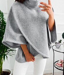 levne -dámská mikina casual plain street dailywear rolák patchwork dlouhý rukáv šedý podzim zima
