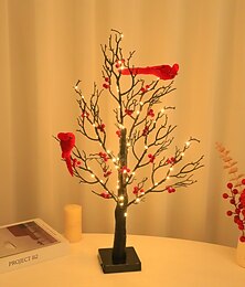 voordelige -verlichte berkenboom met rode bessen, tafellamp met led-decoratie voor Valentijnsdag thuis &feesten