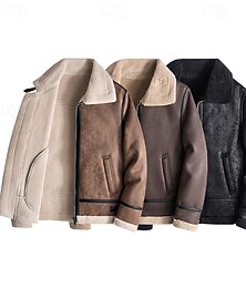 economico -Per uomo Giacca di pelle sintetica Giacca in pile Giacca da motociclista Giacca da moto Giornaliero Da mare Antivento Tenere al caldo Tasche Autunno inverno Liscio Di tendenza Classico Bavero Standard