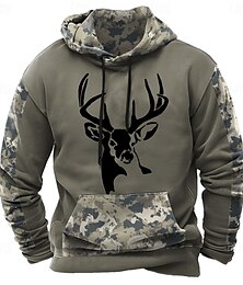 economico -Per uomo Felpa con cappuccio Nero Marrone Verde Con cappuccio Mimetico Camouflage Stampa 3D Fantastico Autunno Inverno Abbigliamento Felpe con cappuccio Felpe