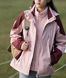 preiswerte -Damen Soft Shell Jacke Wanderjacke Winter Draussen Farbblock warm Fleece-Futter Windundurchlässig Wasserdicht 3-in-1-Jacke Leichte Jacke Windbreaker-Jacke Reisen Hellrosa Weiß Rosa Rot Purpur