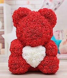levne -dárky k Valentýnu pro ni,medvěd růže se srdcem 25/40cm umělý medvídek růže, romantický dárek na Valentýna, svatbu, den matek a výročí, včetně průhledné dárkové krabičky