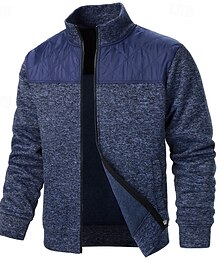 abordables -Hombre Vestido Suéter Chaqueta de Punto Jersey con cremallera Chaqueta suéter Estriado Tejer Regular De Punto Color sólido Escote Chino Calentadores Casual Ropa Cotidiana Ropa Verano Otoño Negro Rojo