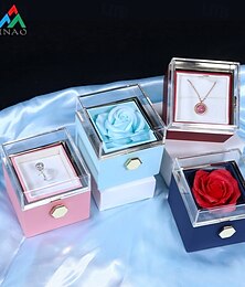 abordables -Caja de regalo preservada con rosa eterna, regalos de San Valentín para ella, regalo romántico para el día de San Valentín, boda, día de la madre y aniversario (sin collar, solo caja de rosa eterna)