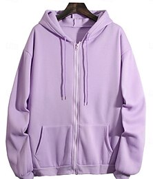 economico -felpa con cappuccio da donna casual street dailywear felpa con cappuccio zip tasca frontale manica lunga rosa viola beige autunno inverno