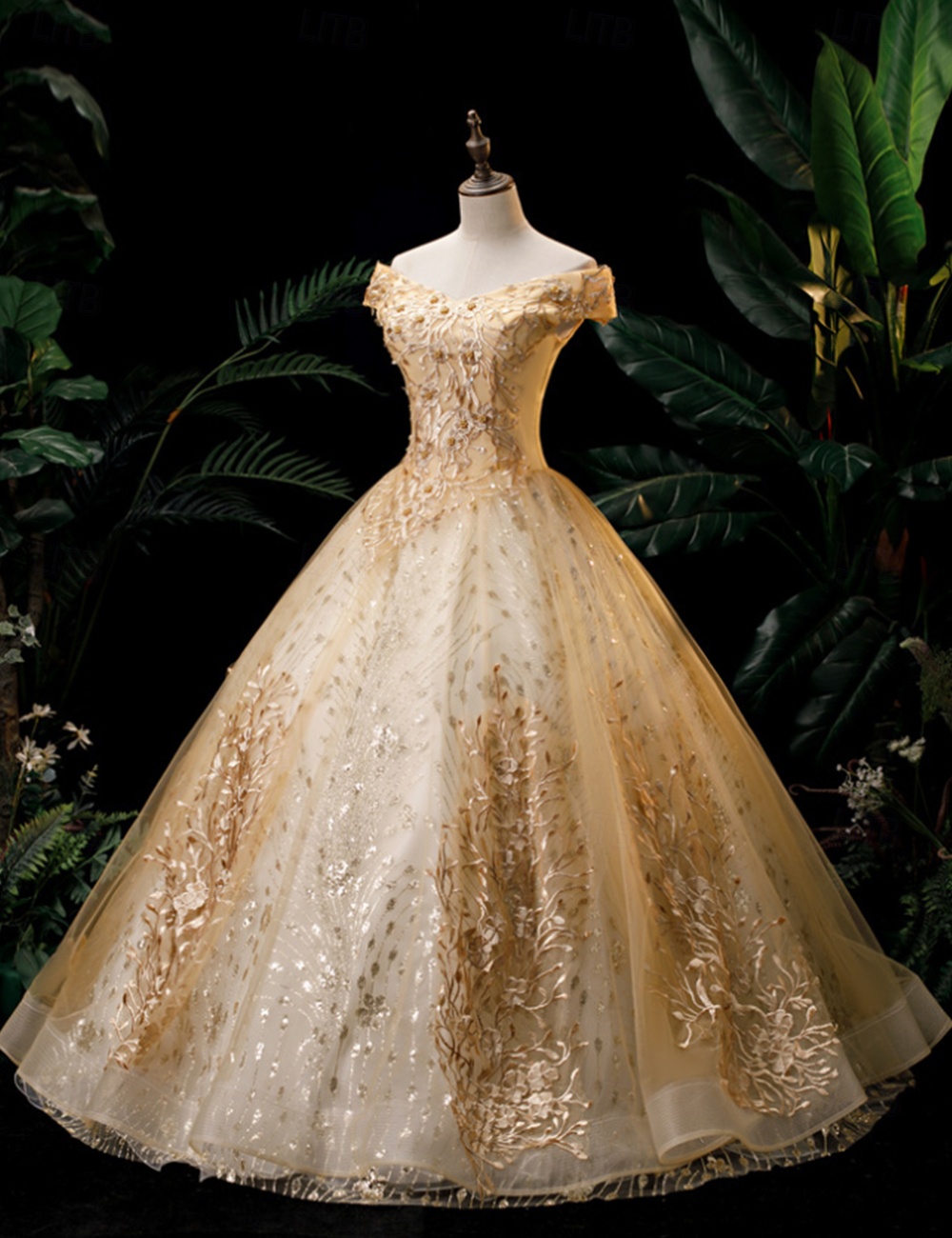 preiswerte -Brautkleider Ballkleid schulterfrei Kurzarm bodenlang Organza Brautkleider mit Perlenbesatz 2025