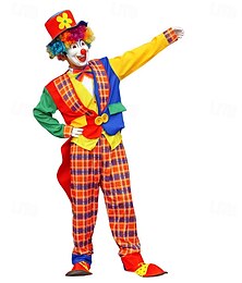 levne -cirkus Žolík Klaun Karnevalový kostým Úbory Kostým Dospělé Pánské Dámské cosplay Výkon Párty předvečer Všech svatých Karneval Mardi Gras Jednoduchý karnevalový kostým