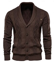 abordables -Hombre Chaqueta de Punto Tejer Retazos Cremallera Color sólido Cuello enrollado Prendas de punto Elegante Escuela Entrenamiento Ropa Otoño Invierno Rojo marrón Negro S M L