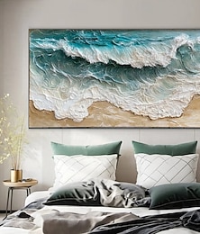 abordables -peinture à l'huile sur l'océan bleu, peinture texturée 3D peinte à la main sur toile, peinture minimaliste sur l'océan bleu, peinture sur les vagues de la mer, art mural wabi-sabi, art moderne,