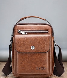 economico -borsa a tracolla vintage in similpelle marrone da uomo – borsa a tracolla compatta con più tasche per viaggi, lavoro e uso quotidiano