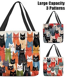abordables -sac fourre-tout à motif de chat coloré pour femme - parfait pour les amoureux des chats et pour un usage quotidien
