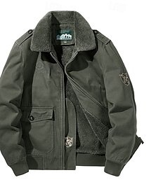 abordables -Hombre Chaqueta para senderismo Chaqueta de lana Algodón Invierno Al aire libre Mantiene abrigado Forro Polar Resistente al Viento Resistente al Agua Chaqueta cortavientos Viaje Negro Verde Caqui