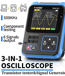 economico -Oscilloscopio digitale 3 in 1, oscilloscopio portatile palmare, larghezza di banda 500 khz, tester transistor digitale ricaricabile tramite USB, oscilloscopio con schermo a colori HD da 2,4 pollici