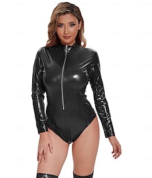 economico -Tute Zentai Body Costume tutina Costume di Carnevale Per donna Metallico Lucido Spandex Costume per Performance Club Pole Dance Halloween Carnevale Adulti