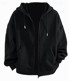 economico -Per uomo Felpa con cappuccio Felpa con cappuccio a zip intera Tattico Nero Blu Reale Grigio scuro Con Cappuccio Semplice Sport & Outdoor Quotidiano Ferie Poliestere Streetwear Cool Casual Primavera