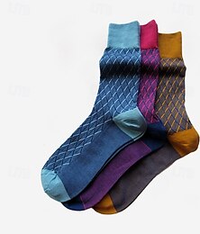 billige -Herre 1 par Sokker Gul Rød Farge Ruter Rutet Geometri Formell Bryllup jubileum Tynn Vår & Vinter Strikketøy Elegant
