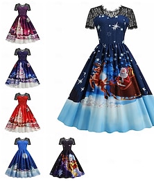 ieftine -Mos Craciun Mrs.Claus Rochie de Crăciun Pentru femei Costum Cosplay Crăciun Model Adulți Crăciun Mascaradă Ajunul Craciunului Crăciun Petrecere Rochie