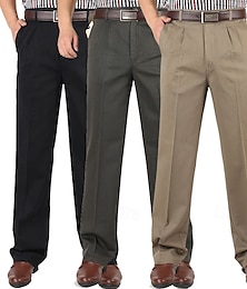 cheap -Men's Dress Pants Trousers Chinos Buttons Pocket Straight Leg Plain Comfort Formal Party Work Fashion Classic Style Black Navy Blue Micro-elastic
