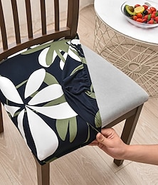 abordables -Juego de fundas elásticas para asientos de sillas de comedor, fundas de asiento suaves, extraíbles y lavables para sillas de comedor, funda protectora para asientos de comedor