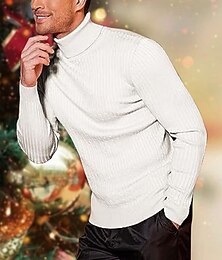 abordables -Hombre Abrigo de cuello alto Pulóveres Suéter de punto Jersey de cuello alto para hombre Cable Tejer Sayo De Punto Color sólido Cuello Alto Mantiene abrigado Trabajo Ropa Cotidiana Ropa Otoño Invierno