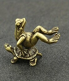 abordables -tortue en laiton vintage &figurine de grenouille - théière en cuivre massif de style antique, décoration de bureau, ornement miniature de collection