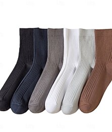 economico -Per uomo 1 Paio Calzini Nero Bianco Colore Tinta unica Medio Primavera Autunno Inverno Maglieria Elegante
