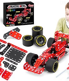 voordelige -Bouwset Auto Model 120 Schaal Raceauto Metaalmodel STEM Project Bouw STEM Projecten Speelgoed voor Jongens 8-12 Rode Voertuig DIY Assemblage Metaalmodel Kerstcadeau