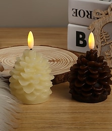 abordables -Bougies sans flamme en forme de pomme de pin pour décoration de Noël, lampe électronique à tête LED en forme de pomme de pin, éclairage d'intérieur pour la maison