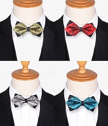 abordables -Pajarita con estampado floral para hombre: elegante pajarita tejida en jacquard en rojo, dorado, azul y negro, perfecta para eventos formales y bodas