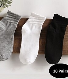 رخيصةأون -رجالي 10 أزواج حزم متعددة جوارب جوارب طاقم جوارب الركض جوارب كاجوال أسود أبيض اللون لون خالص / عادي الرياضة & في الخارج مناسب للبس اليومي عطلة أساسي متوسط السماكة الربيع الخريف موضة كاجوال